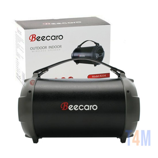 Coluna de Som Sem Fio Beecaro X114 FM/áudio/USB 1500 mAh Preto